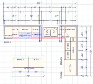 3D kitchen design with measurements