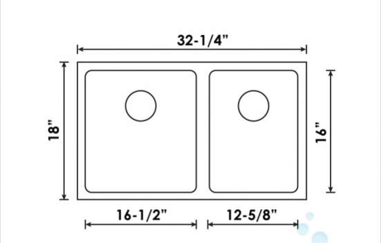 B1808 - UNDERMOUNT STAINLESS STEEL KITCHEN SINK 20 MM RADIUS CORNERS - Image 3