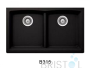B315 VIRTUO GRANITE DOUBLE UNDERMOUNT LOW DIVIDE BOWL KITCHEN SINK-PEARL BLACK