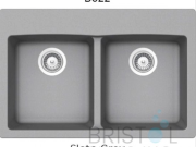 B322 VIRTUO GRANITE DOUBLE TOPMOUNT WQUAL BOWL KITCHEN SINK-SLATE GREY