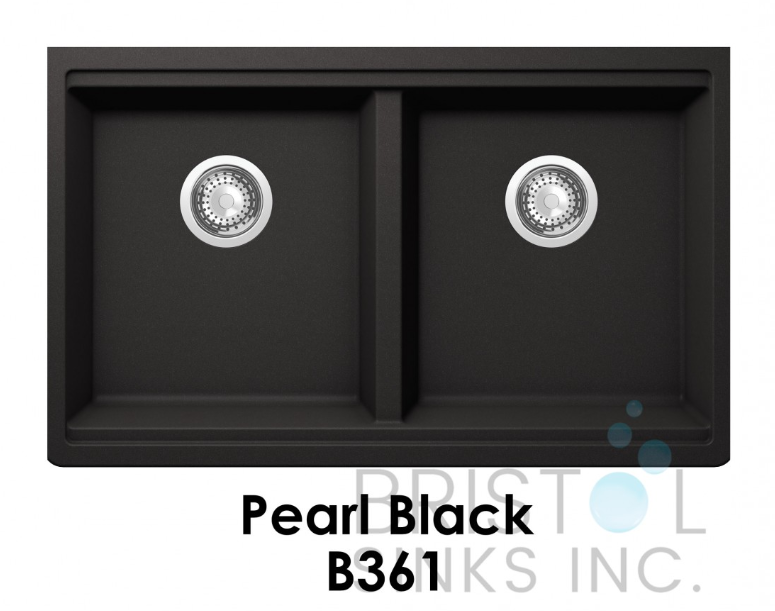 B361 VIRTUO GRANITE WORKSTATION DOUBLE BOWL SINK-PEARL BLACK