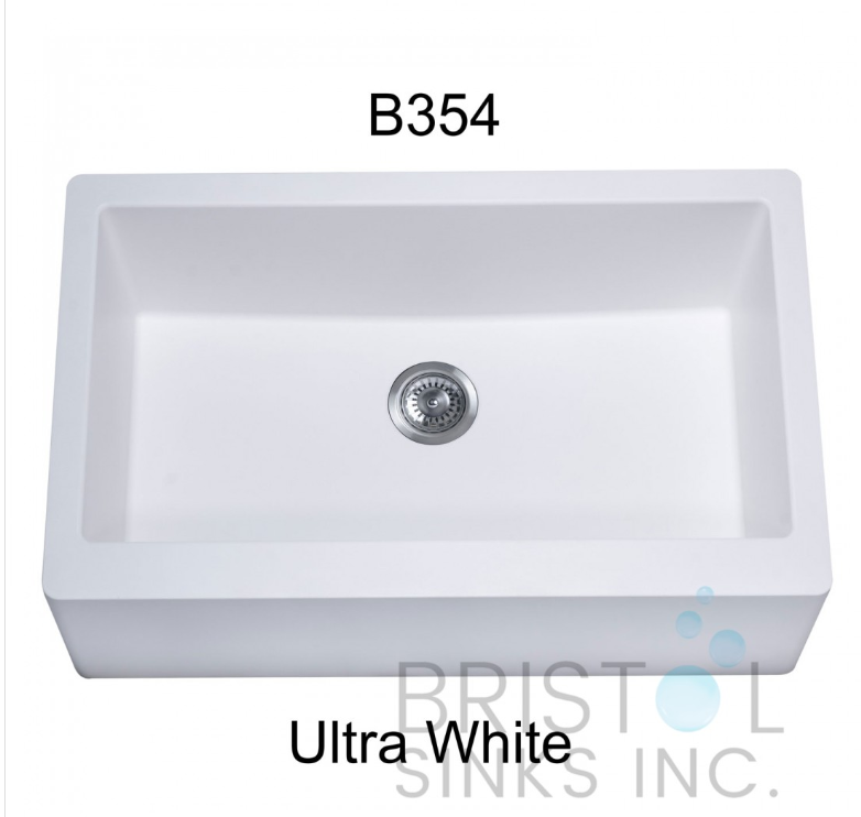 B354 VIRTUO GRANITE FARMHOUSE/APRON SINGLE BOWL KITCHEN SINK-ULTRA WHITE