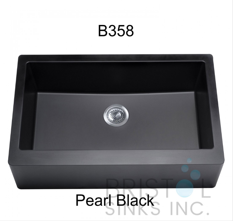 B358 VIRTUO GRANITE FARMHOUSE/APRON SINGLE BOWL KITCHEN SINK-PEARL BLACK