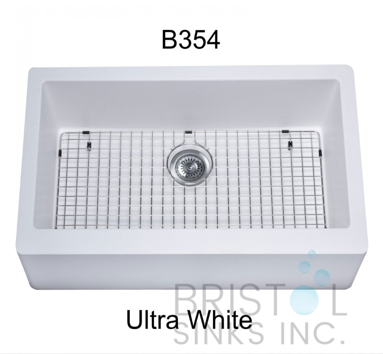 B354 VIRTUO GRANITE FARMHOUSE/APRON SINGLE BOWL KITCHEN SINK-ULTRA WHITE - Image 4